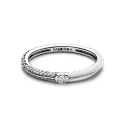Anneau Double Blanc et Pavé Pandora ME