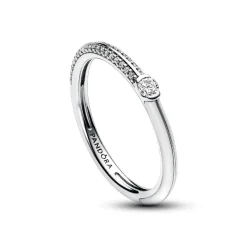 Anneau Double Blanc et Pavé Pandora ME