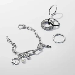 Anneau Double Blanc et Pavé Pandora ME