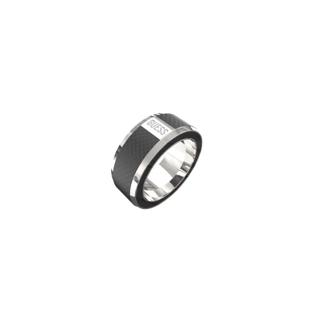 Bague Racer Tag Acier Rhodié, Fibre De Carbone Et Émail