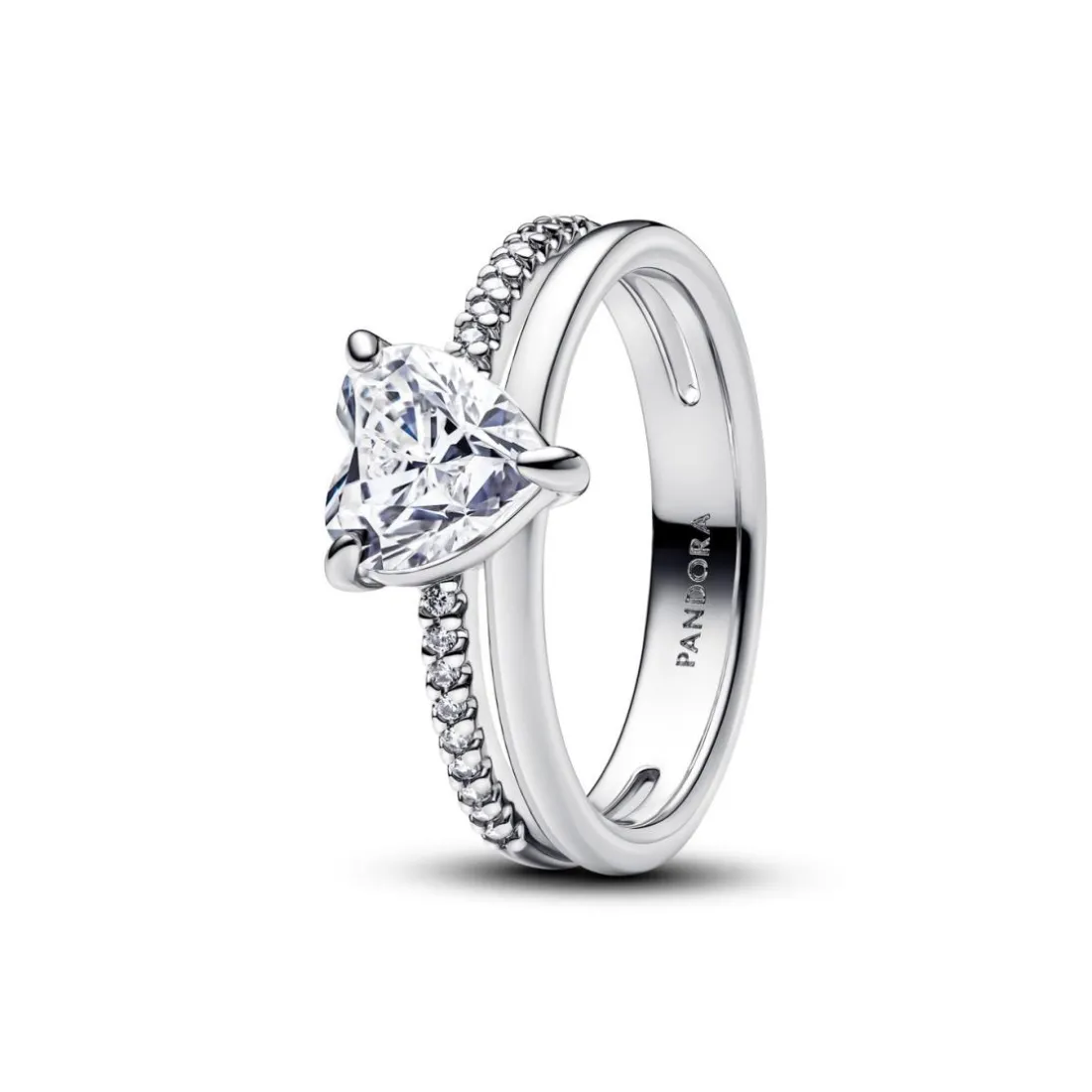 Bague Cœur Anneau Double Argent