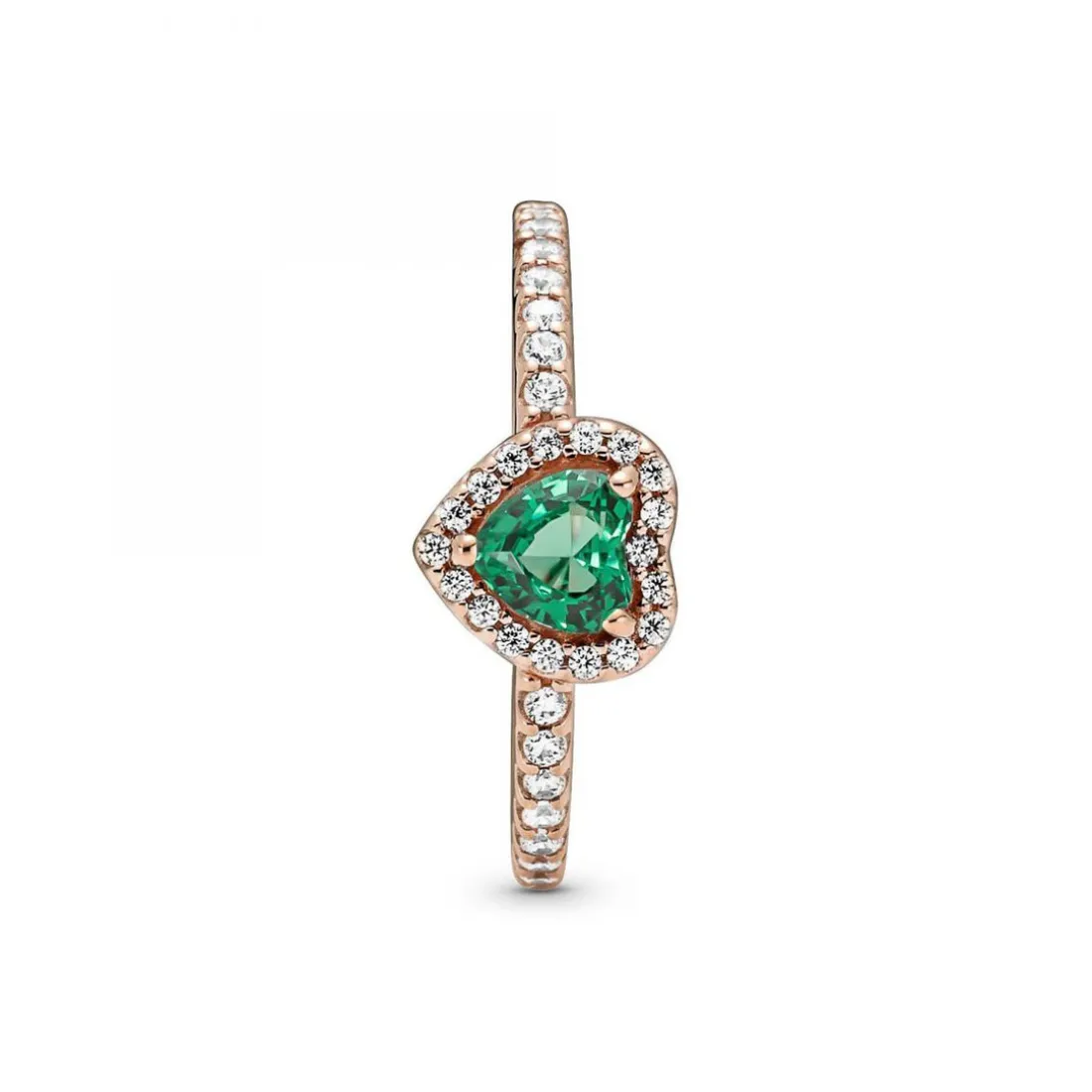 Bague Cœur Surélevé & cristal vert Pandora Timeless
