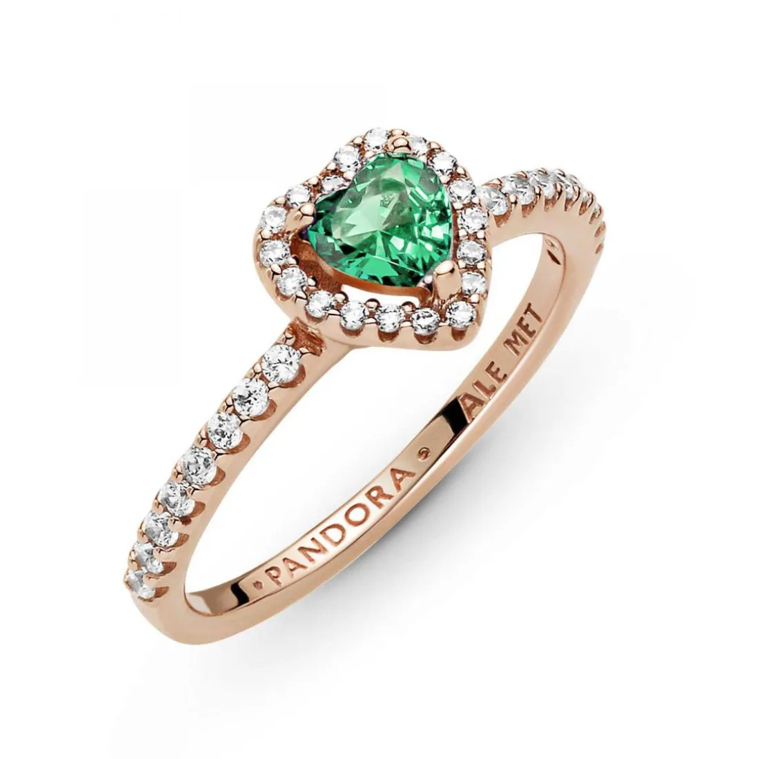 Bague Cœur Surélevé & cristal vert Pandora Timeless