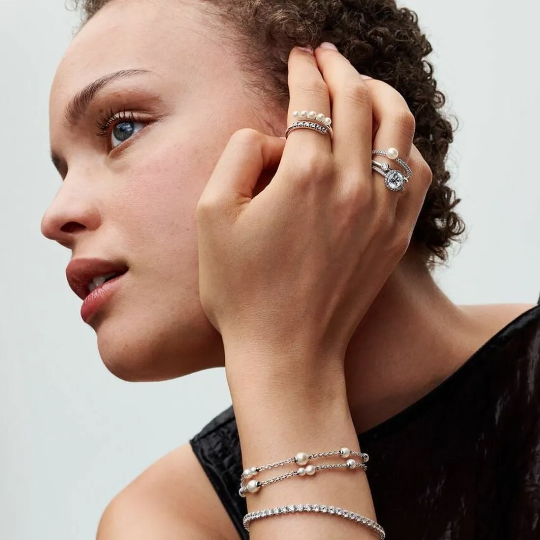Bague femme argent sterling 193145C01 avec perle blanche et zircone transparente Pandora Timeless