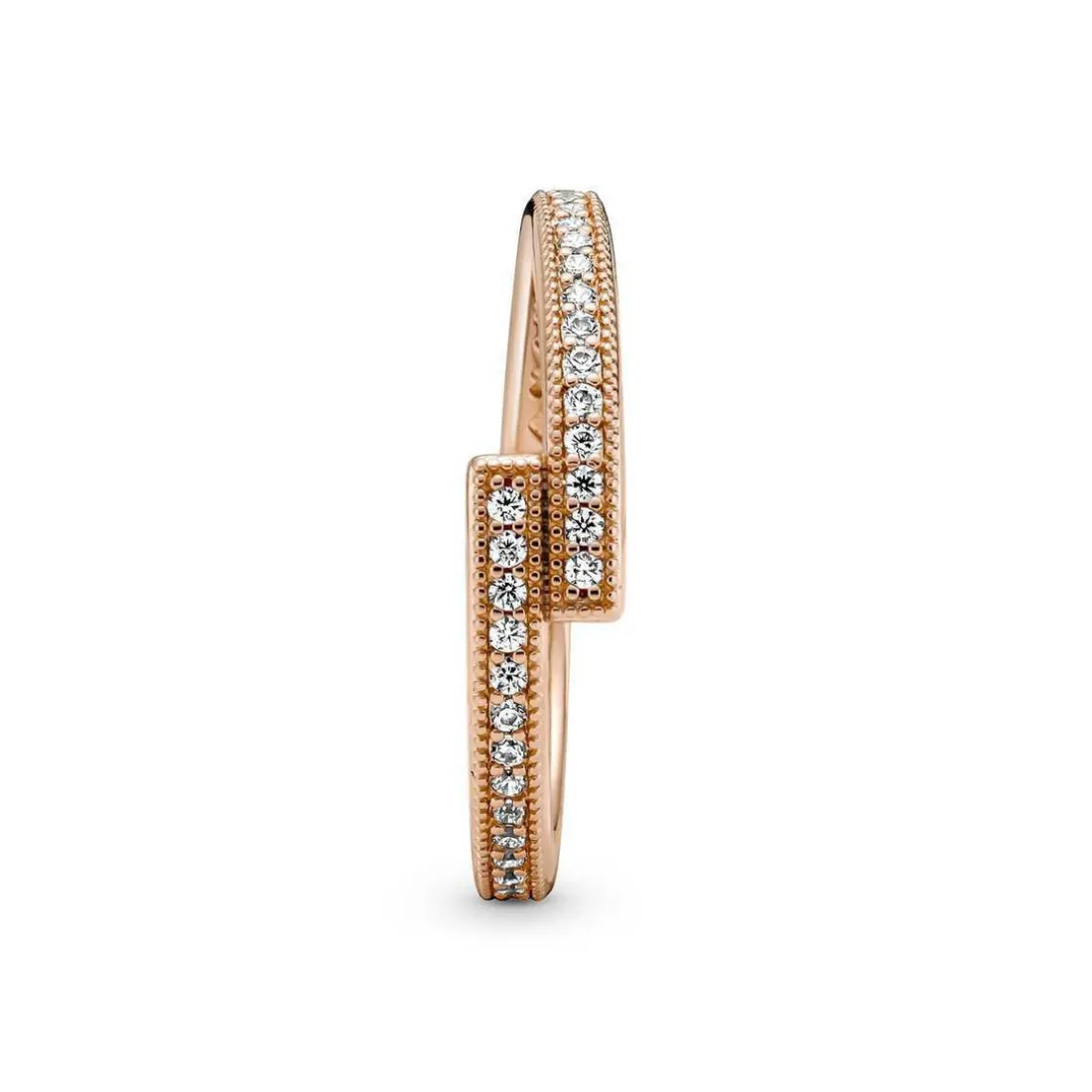 Bague Femme Chevauchement Scintillant Pandora Signature - 189491C01 Métal doré à l'or rose fin 585/1000