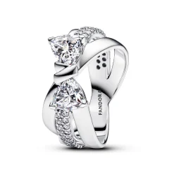 Bague Nœud Et Anneaux Entrecroisés Scintillants Argent