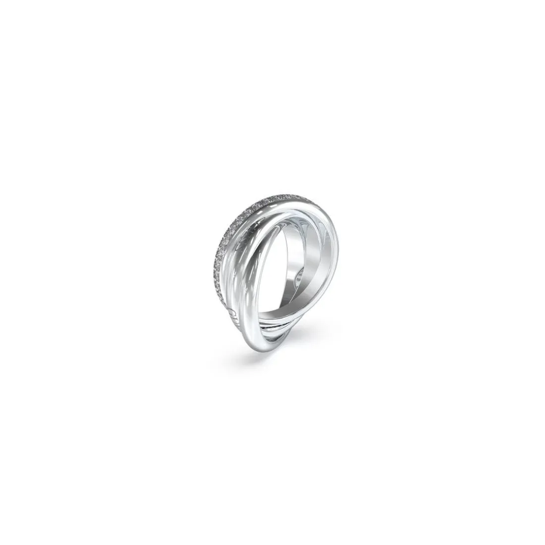 Bague Perfect Acier Rhodié Et Pavage De Zircons Cubiques