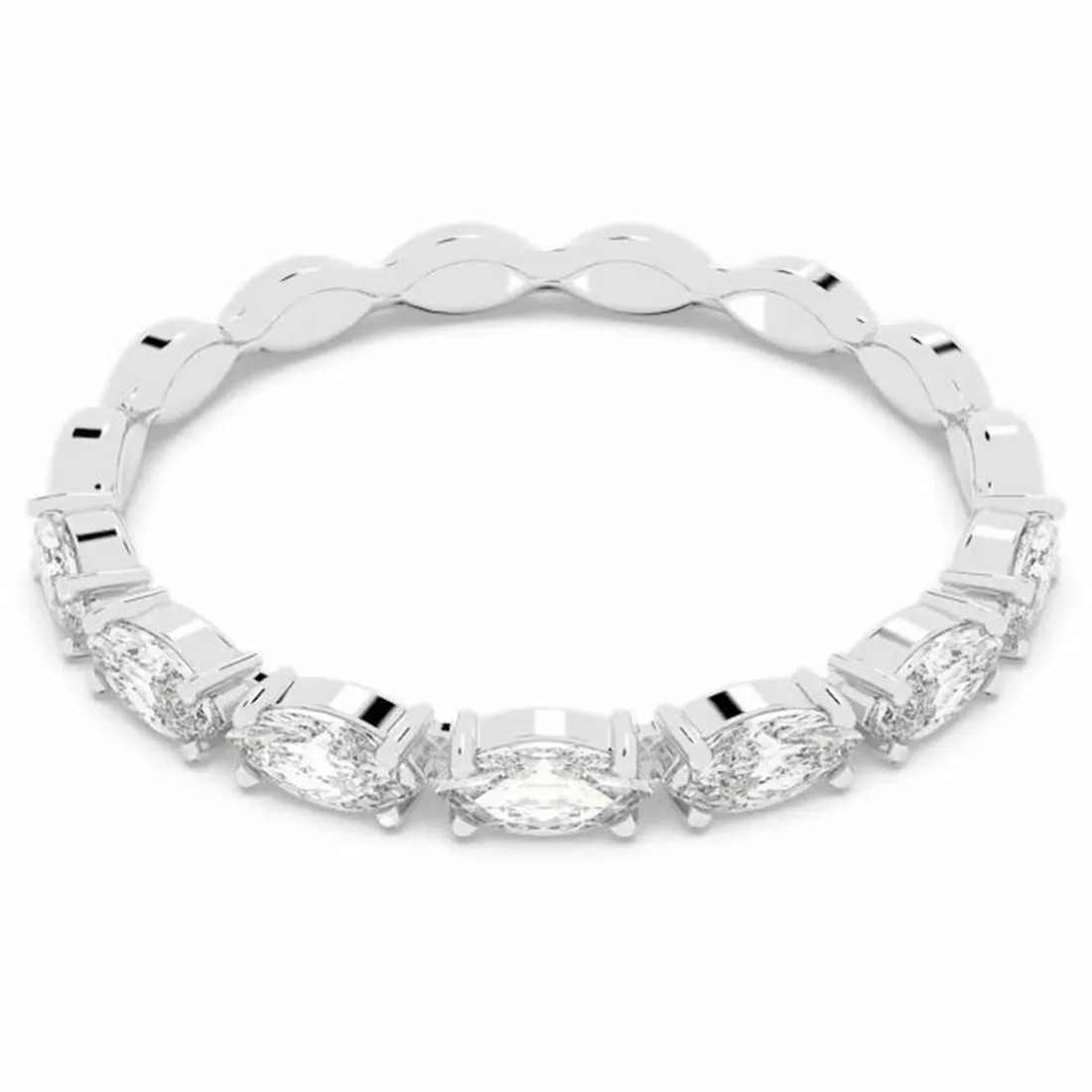 Bague Swarovski Bijoux VITTORE:RING MARQUISE CZWH/RHS - Bague Cristaux Métal Rhodié Femme