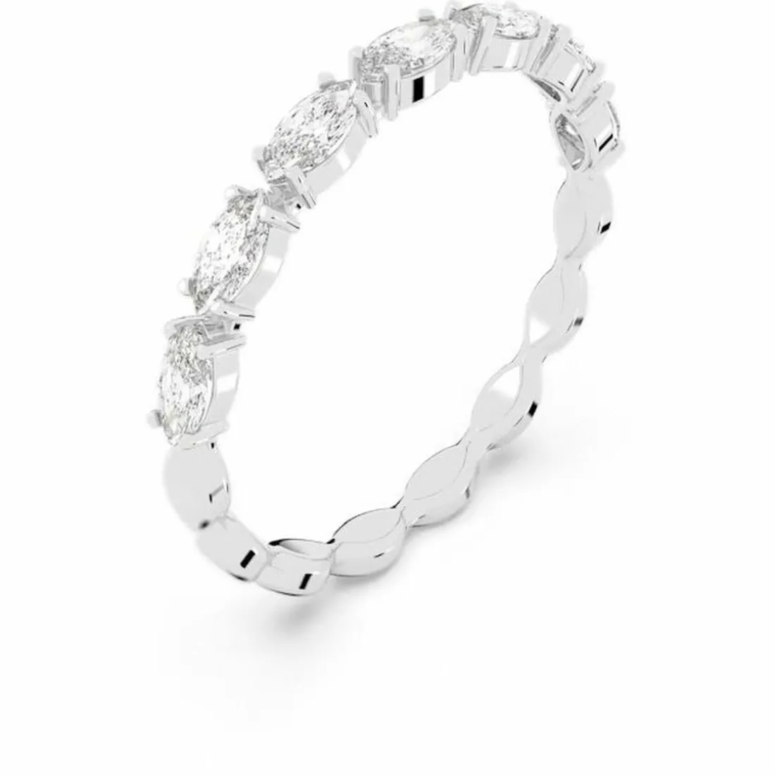 Bague Swarovski Bijoux VITTORE:RING MARQUISE CZWH/RHS - Bague Cristaux Métal Rhodié Femme