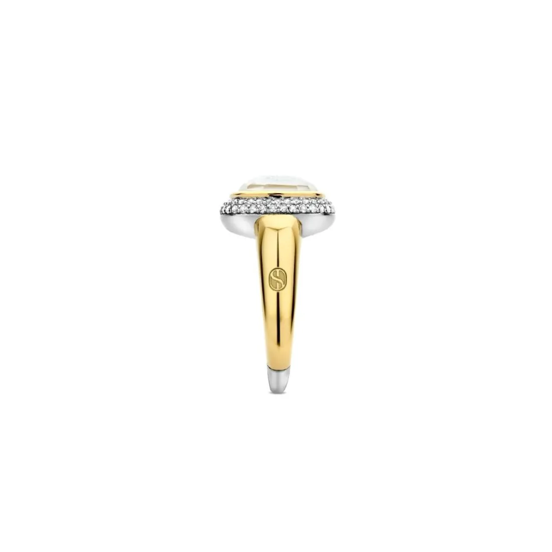 Bague Ti Sento - 12330MW Argent Doré Et Doublé Nacre Carré Serti D'Oxydes De Zirconium