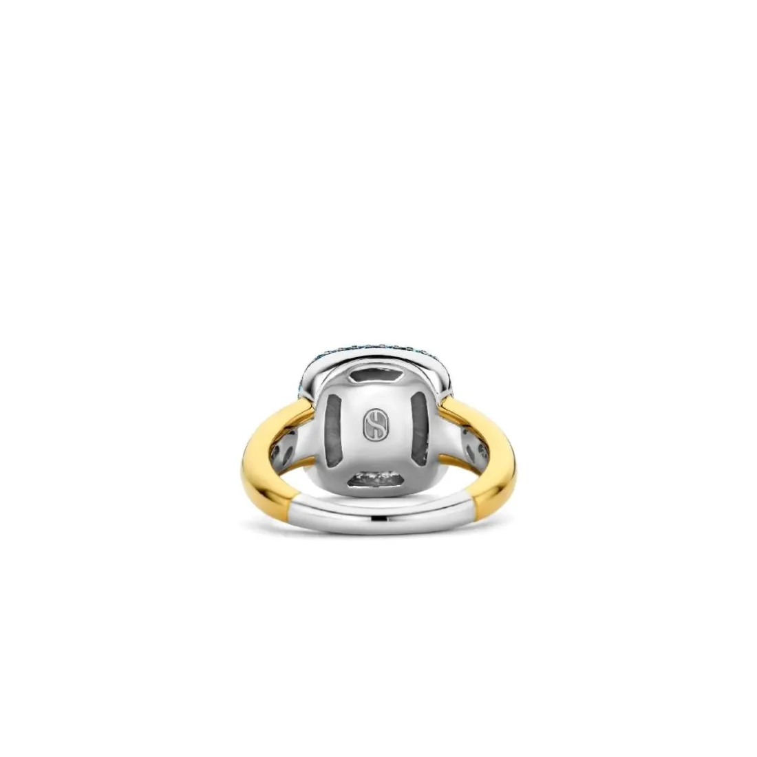 Bague Ti Sento - 12330TQ Argent Doré Et Pierre Synthétique Turquoise Carrée Serti D'Oxydes De Zirconium