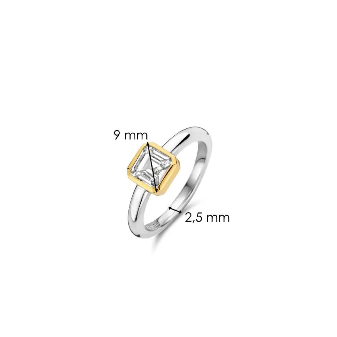 Bague Ti Sento - 12328ZY Argent Doré Et Oxyde De Zirconium Carré