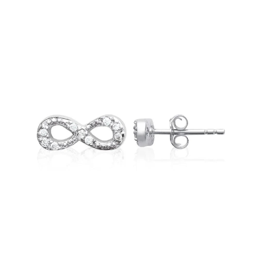 Boucles d'oreille femme argent rhodié blanc serti infini griffe - Z4U46Z0