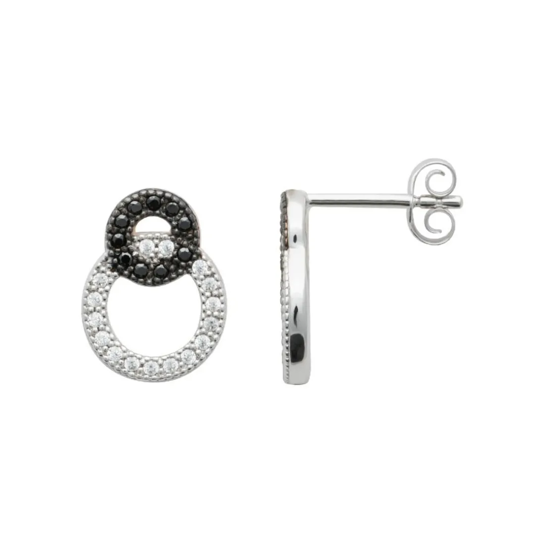 Boucles d'oreille femme argent rhodié teinté serti griffe - Z5ZV40W