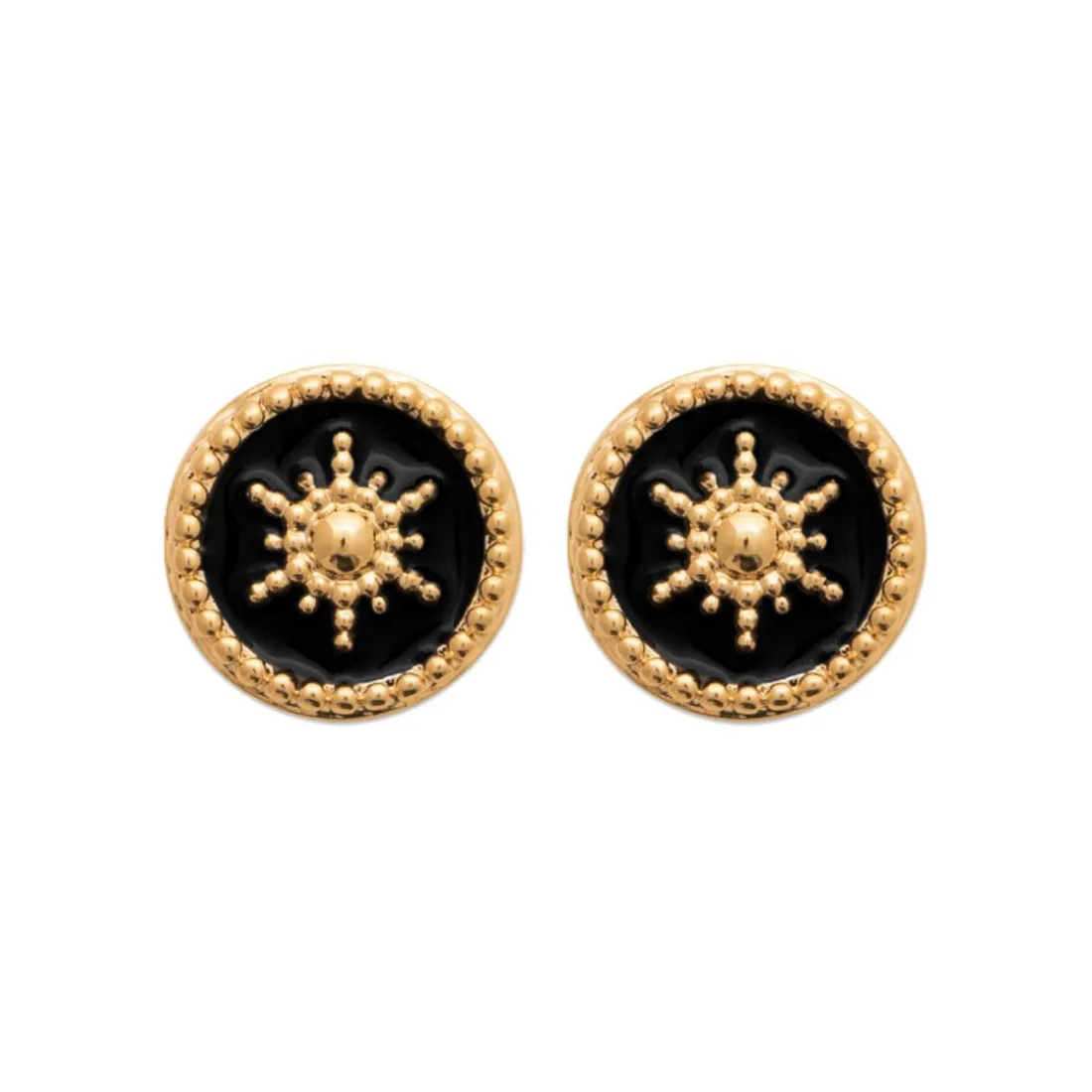 Boucles d'oreille femme plaqué or laque noir - Y563U0W