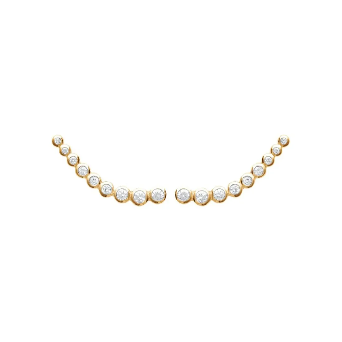 Boucles d'oreille grimpantes femme plaqué or blanc serti clos porté spécial - Y5Z4UZ0