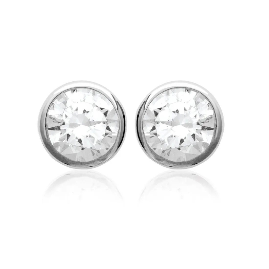 Boucles d'oreille mixte argent rhodié blanc serti clos - Z5ZZ5Z05