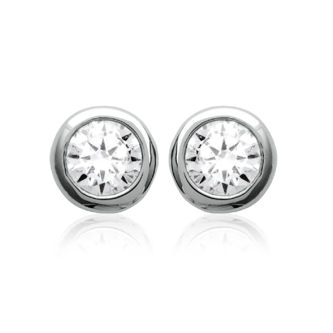Boucles d'oreille Puce mixte argent rhodié serti clos classique - Z5ZZ5Z03