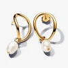 Boucles d’Oreilles Cercle Organique et Perle de Culture Baroque