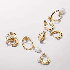 Boucles d’Oreilles Cercle Organique et Perle de Culture Baroque