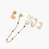 Boucles D'oreilles Femme Balaboosté Cuff D'oreille Chaine Émaillée Et Stud Ac Medaille - 3502456403710 Métal Doré