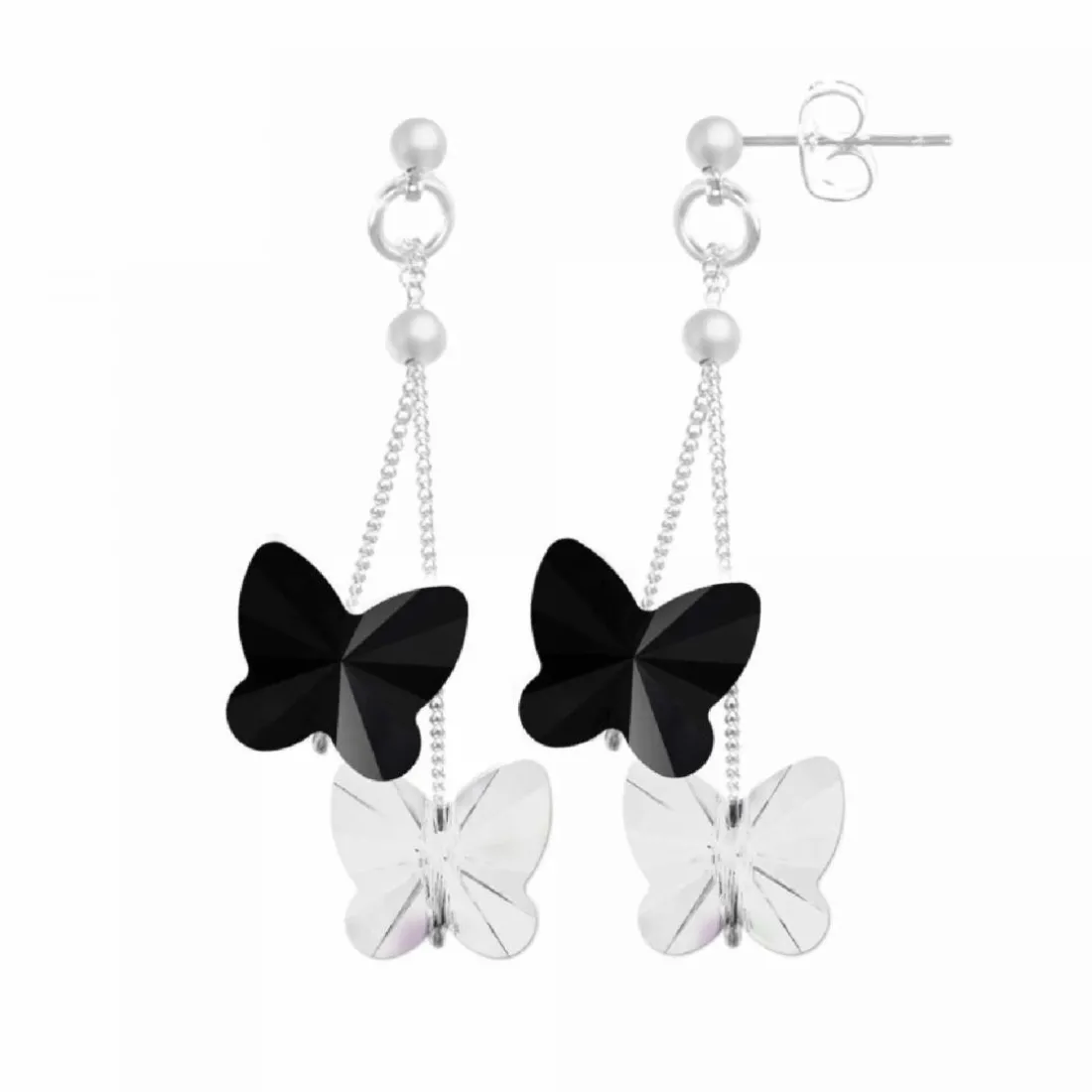 Boucles d'oreilles Femme So Charm - BS161-SE008-JET+CRYS Métal Argent