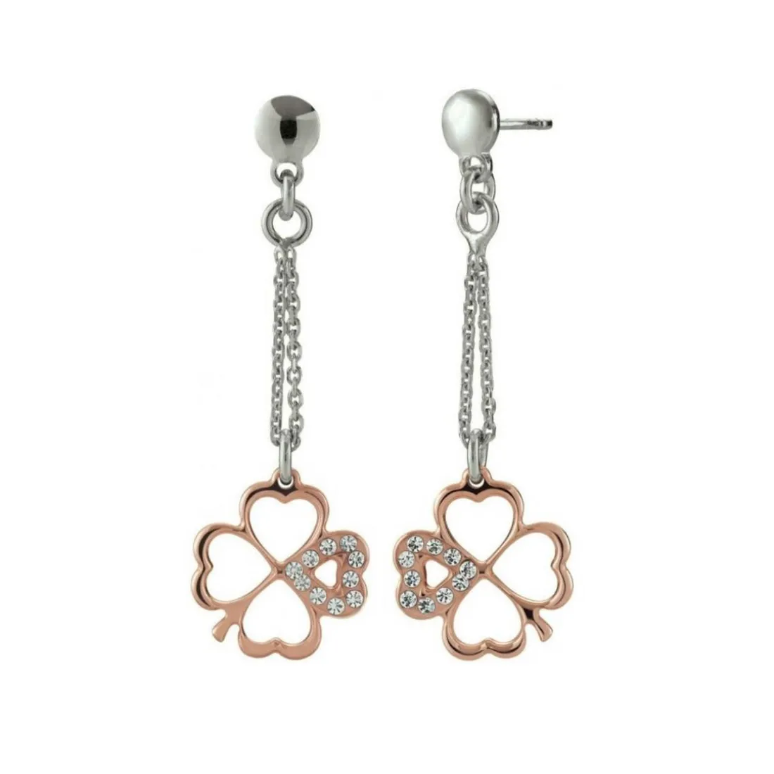 Boucles d'Oreilles Jourdan INANNA ADY001 - Boucles d'Oreilles Bicolore En Argent et Oxyde de Zirconium