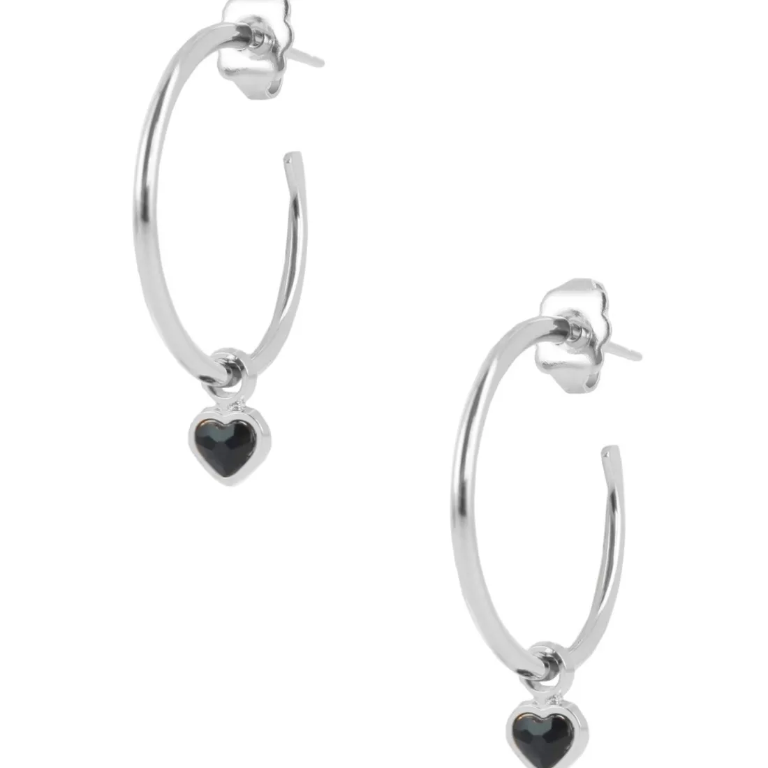 Boucles d'oreilles Les Interchangeables A59264 - Creoles Coeur Palladium
