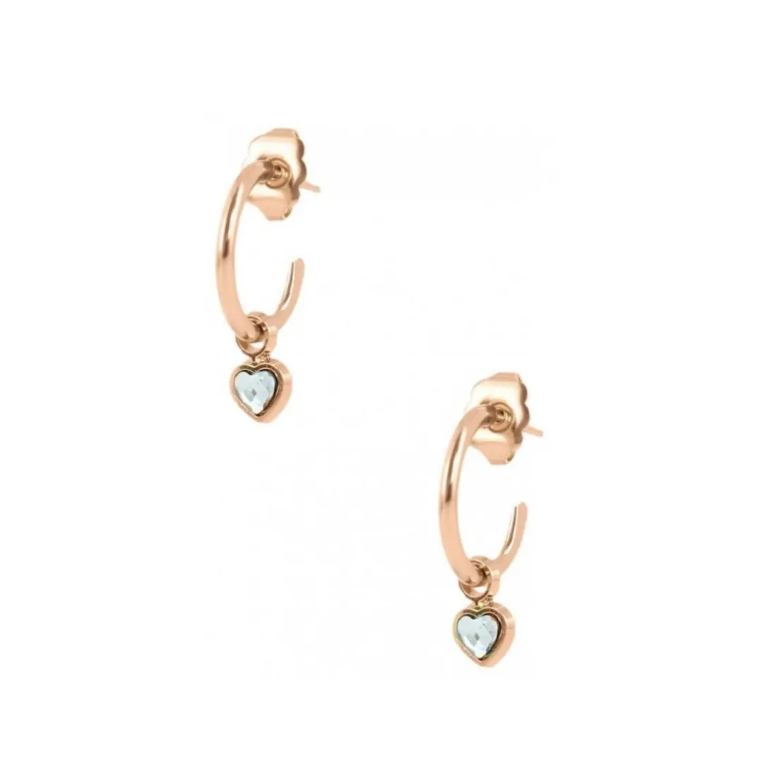Boucles d'oreilles Les Interchangeables A59249 - Creoles Coeur PM Doré Rose
