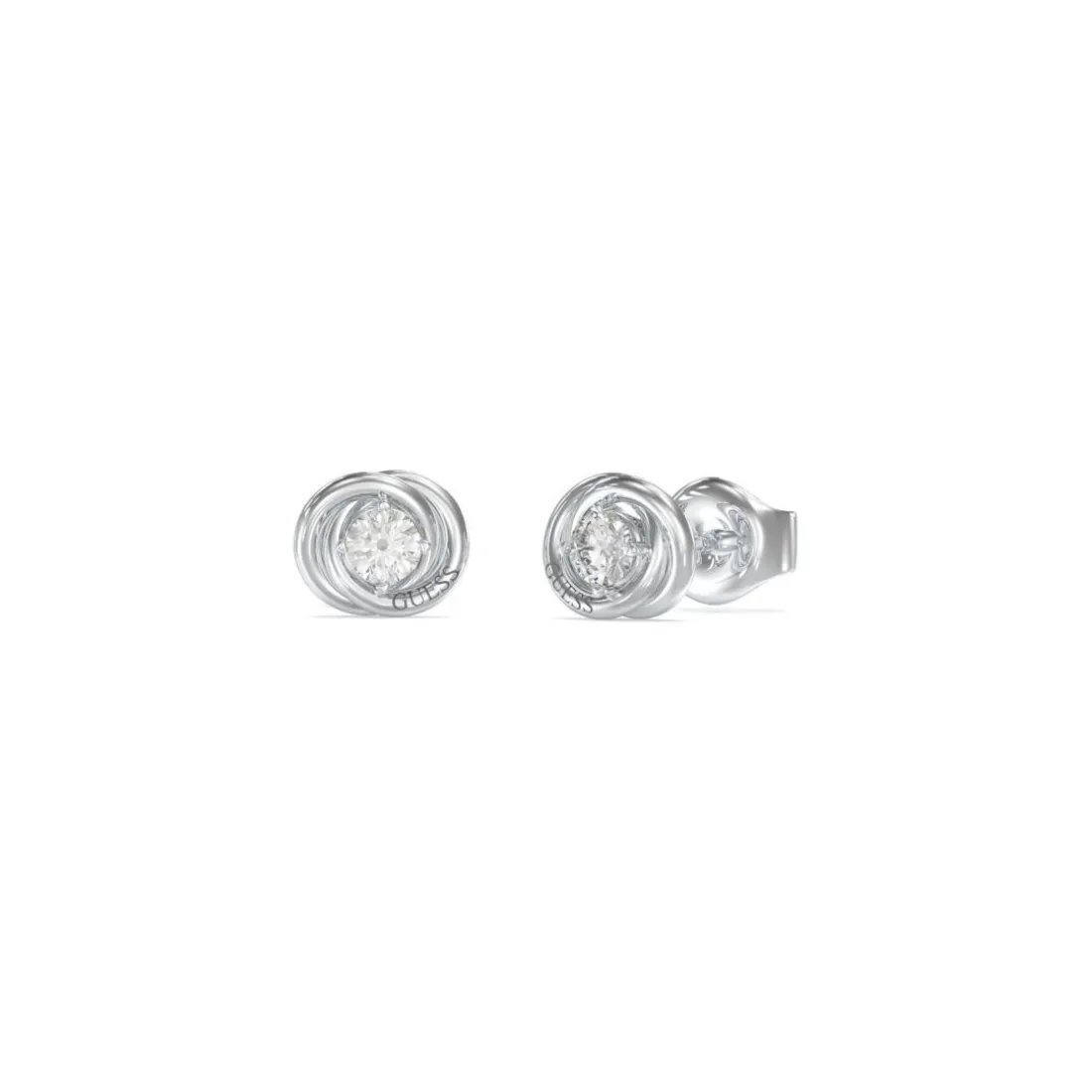 Boucles D'Oreilles Perfect Acier Rhodié Puces Et Zircons Cubiques 8 Mm