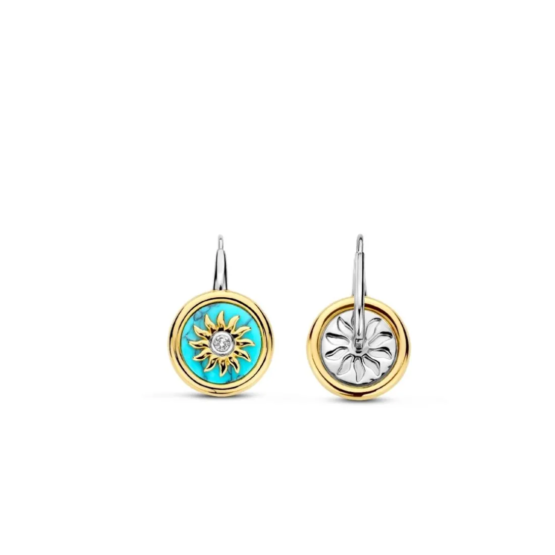 Boucles D'Oreilles Ti Sento - 7971TQ Argent Doré Pièce Fond Turquoise