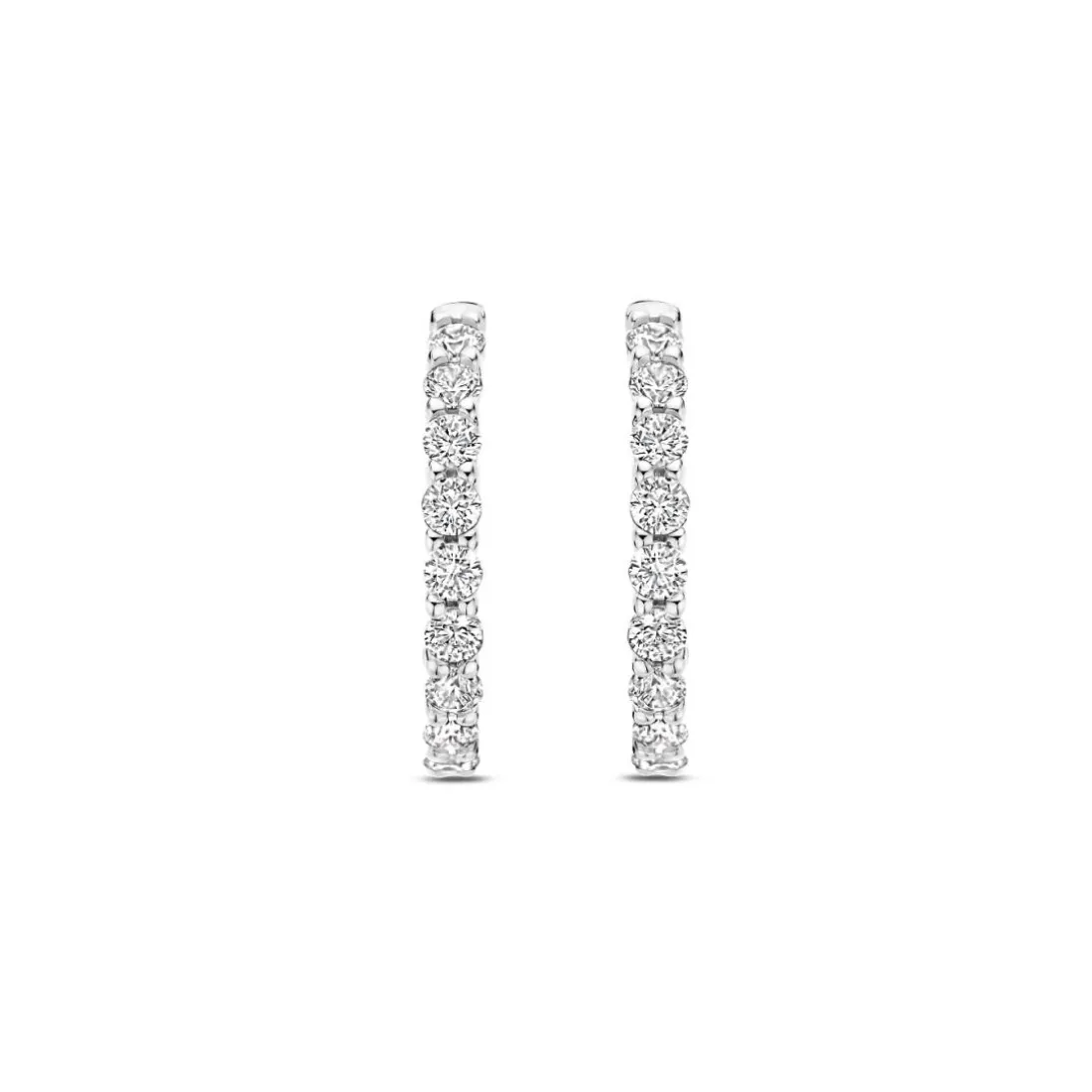 Boucles D'Oreilles Ti Sento - 7958ZI Argent Rhodié Anneaux Et Pavage
