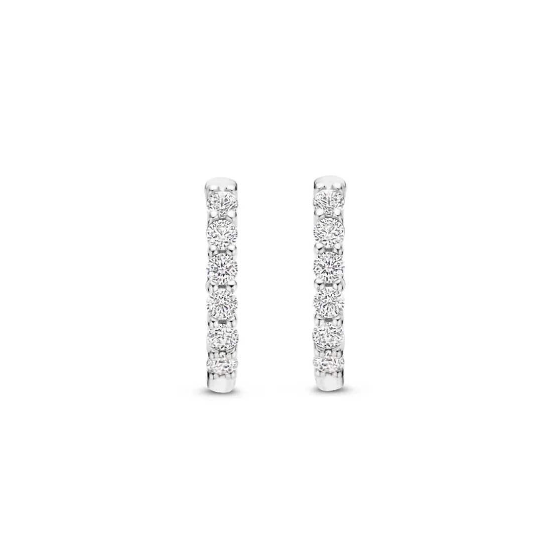 Boucles D'Oreilles Ti Sento - 7957ZI Argent Rhodié Anneaux Et Pavage