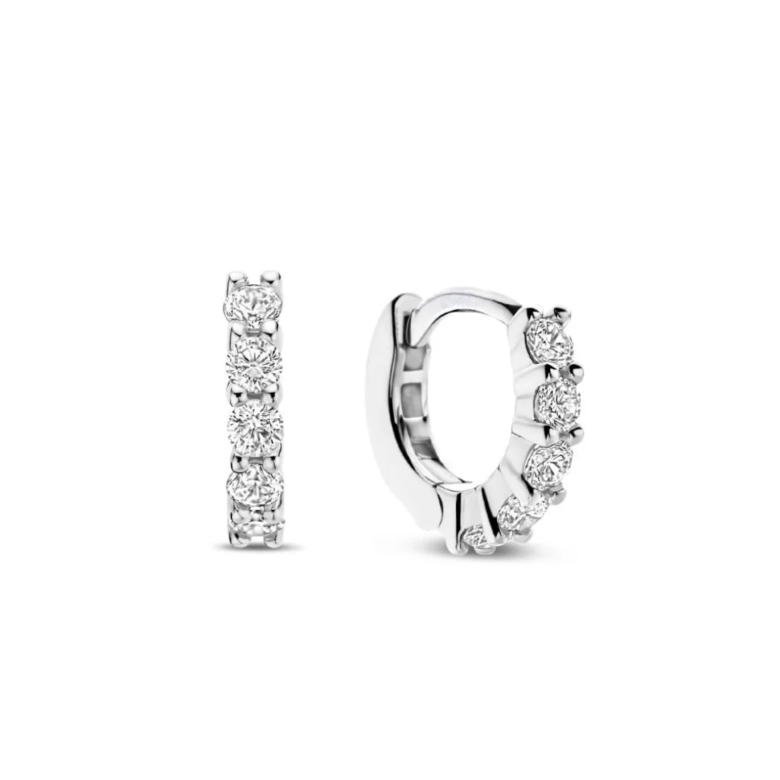 Boucles D'Oreilles Ti Sento - 7955ZI Argent Rhodié Anneaux Et Pavage
