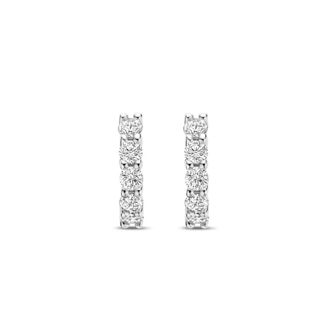 Boucles D'Oreilles Ti Sento - 7955ZI Argent Rhodié Anneaux Et Pavage