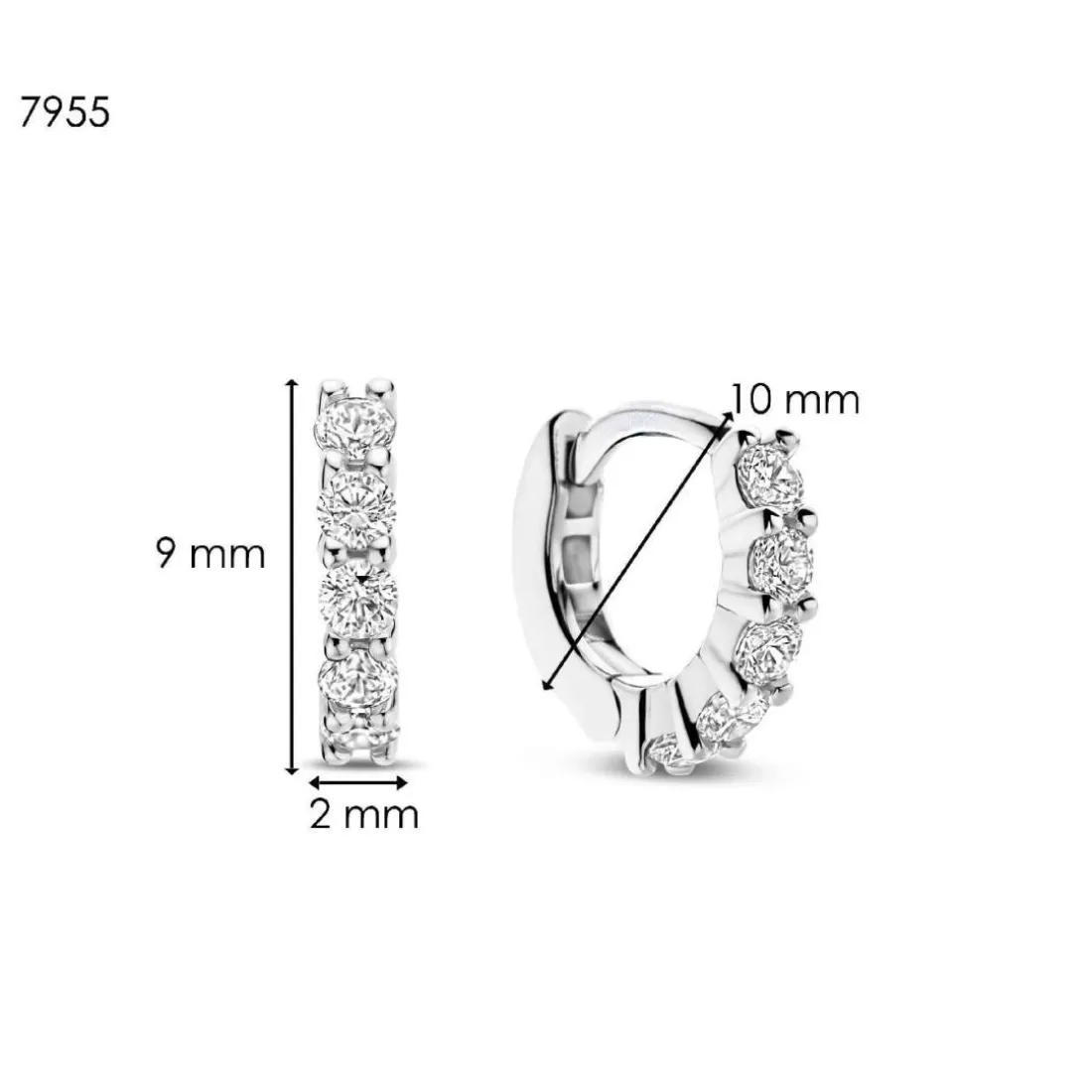 Boucles D'Oreilles Ti Sento - 7955ZI Argent Rhodié Anneaux Et Pavage