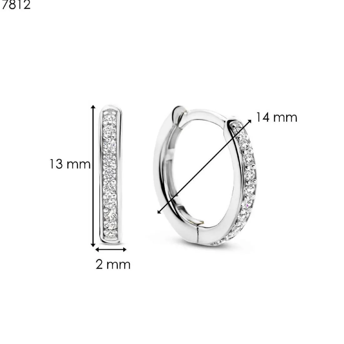 Boucles D'Oreilles Ti Sento - 7812ZI Argent Rhodié Anneaux Et Pavage