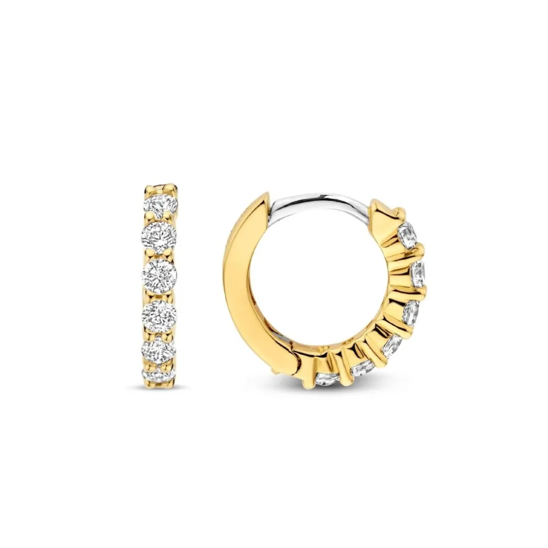 Boucles D'Oreilles Ti Sento - 7956ZY Argent Doré Anneaux Et Pavage