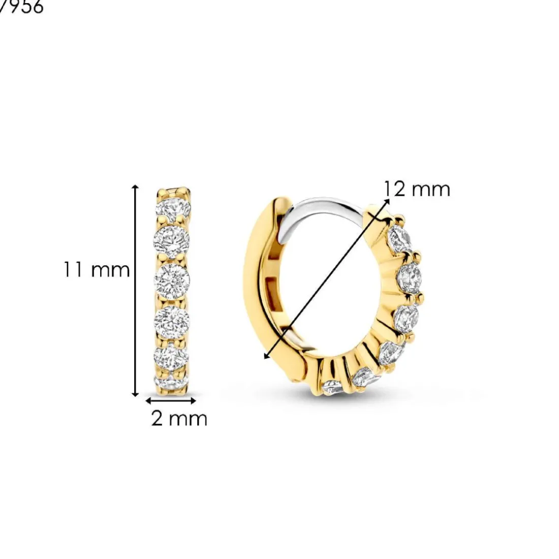 Boucles D'Oreilles Ti Sento - 7956ZY Argent Doré Anneaux Et Pavage