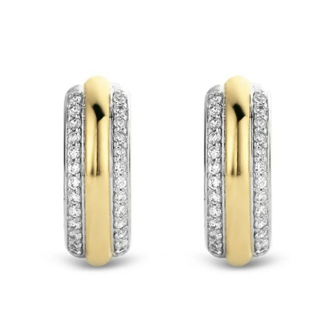 Boucles d'oreilles Ti Sento 7786ZY - Boucles d'oreilles Argent Gaudron Doré et Anneaux Pavés