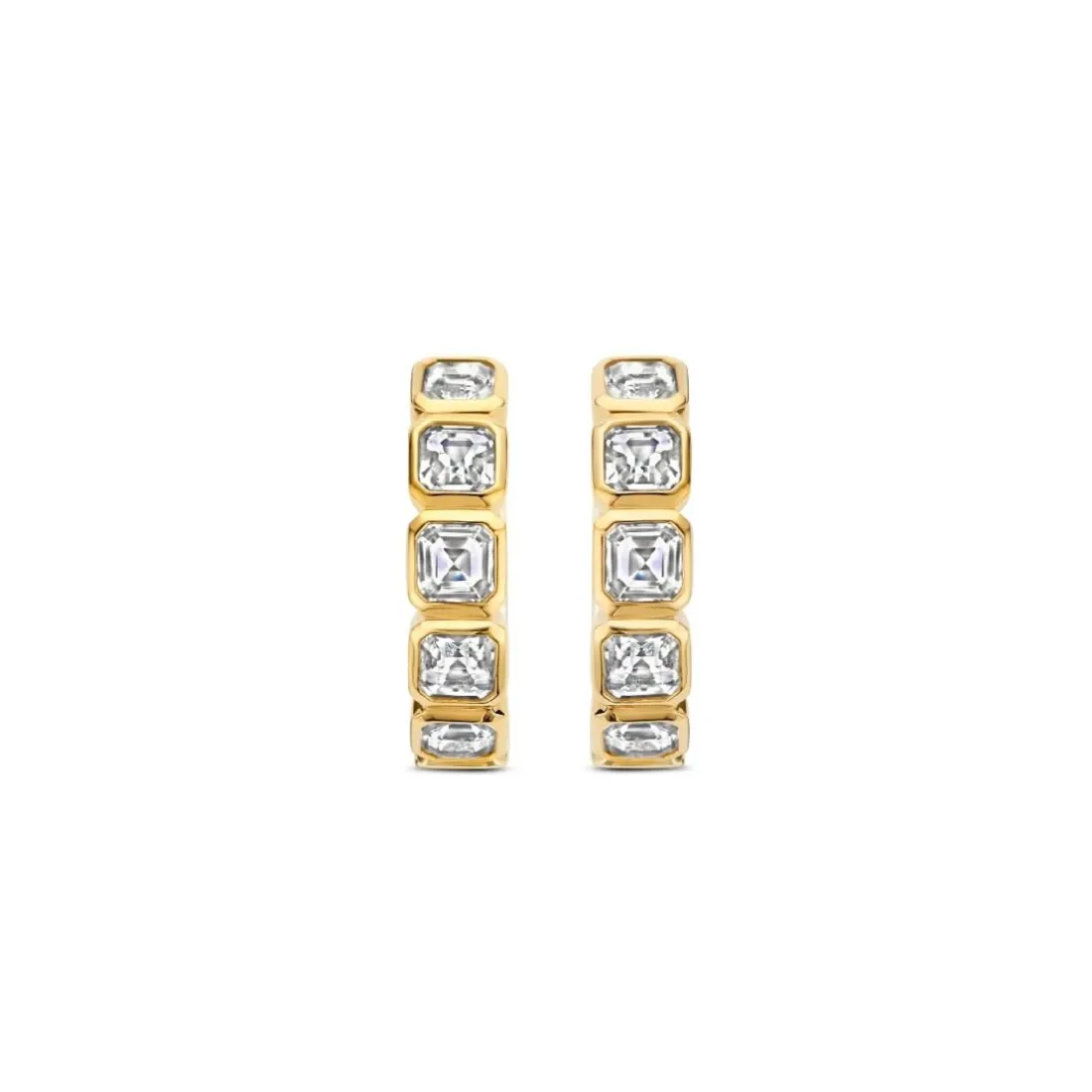 Boucles D'Oreilles Ti Sento - 7965ZY Argent Doré Et Oxydes De Zirconium Sertis Clos Carré