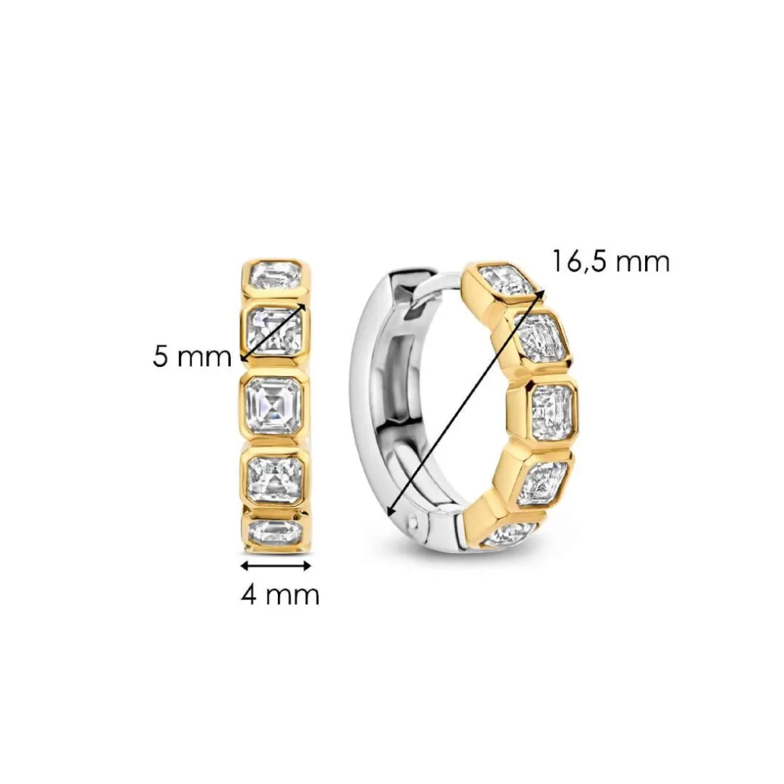 Boucles D'Oreilles Ti Sento - 7965ZY Argent Doré Et Oxydes De Zirconium Sertis Clos Carré