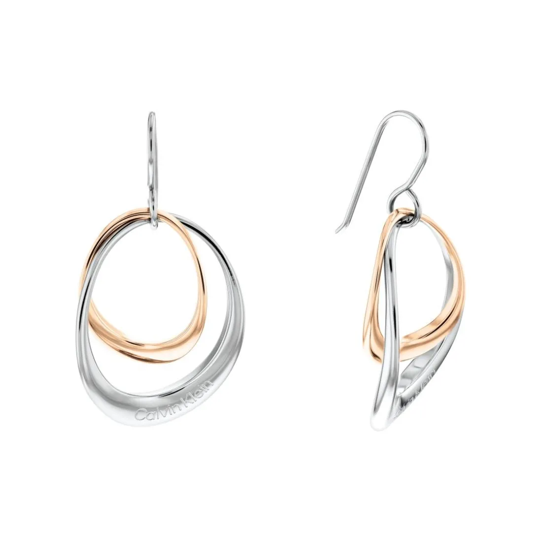Boucles oreilles Calvin Klein Warped Rings - 35000003 Acier Argent, Doré rose