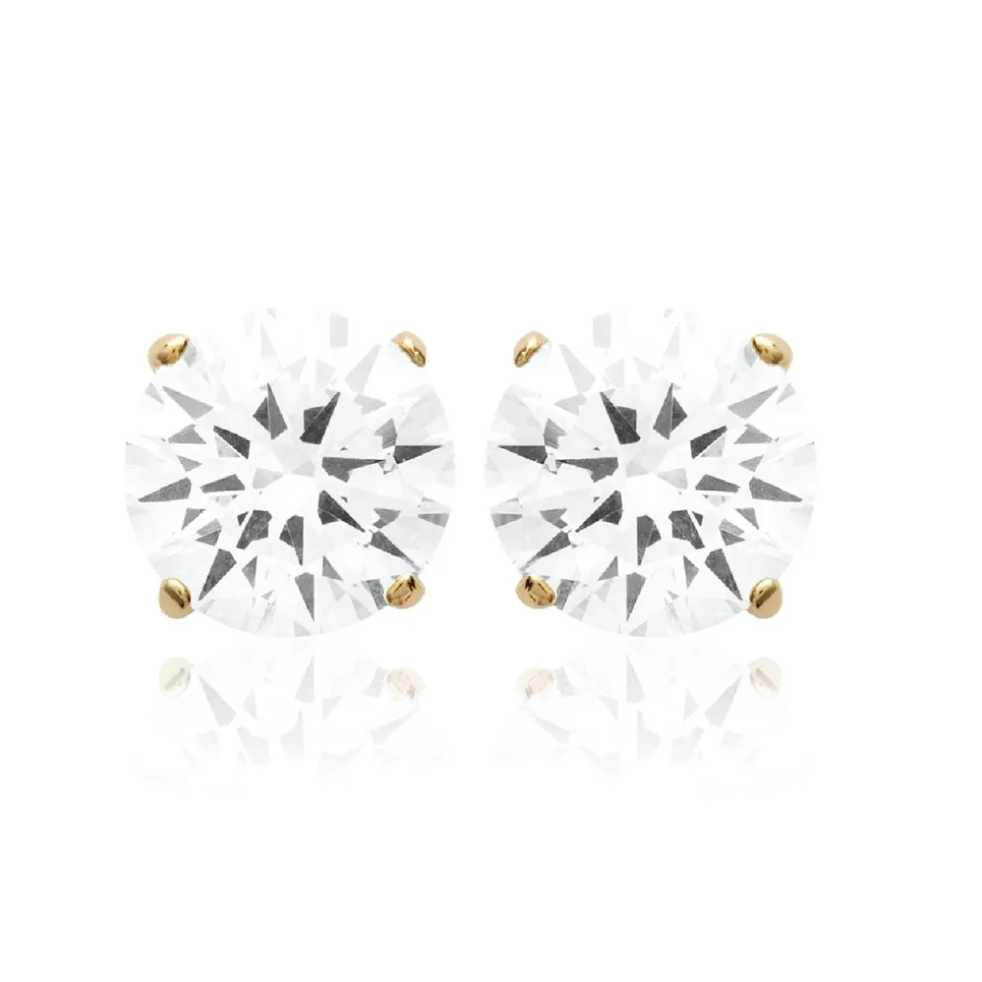Boucles oreilles puces plaqué or oxyde de zirconium 8mm Maison de la Bijouterie Y5055Z0V