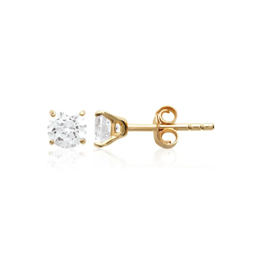 Boucles oreilles puces plaqué or oxyde de zirconium 4mm Maison de la Bijouterie Y5055Z04