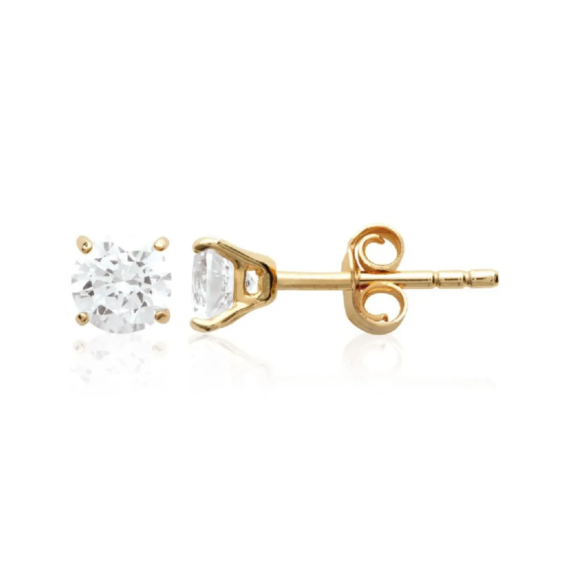 Boucles oreilles puces plaqué or oxyde de zirconium 5 mm Maison de la Bijouterie Y5055Z05