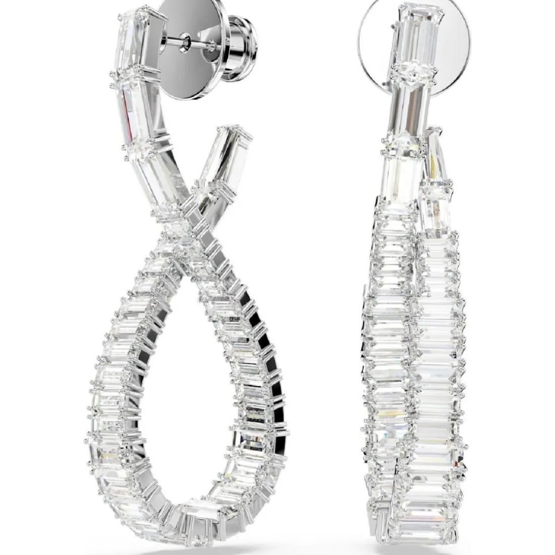 Boucles oreilles Swarovski Hyperbola Hoop L Twist - 5677628 blanc,argent