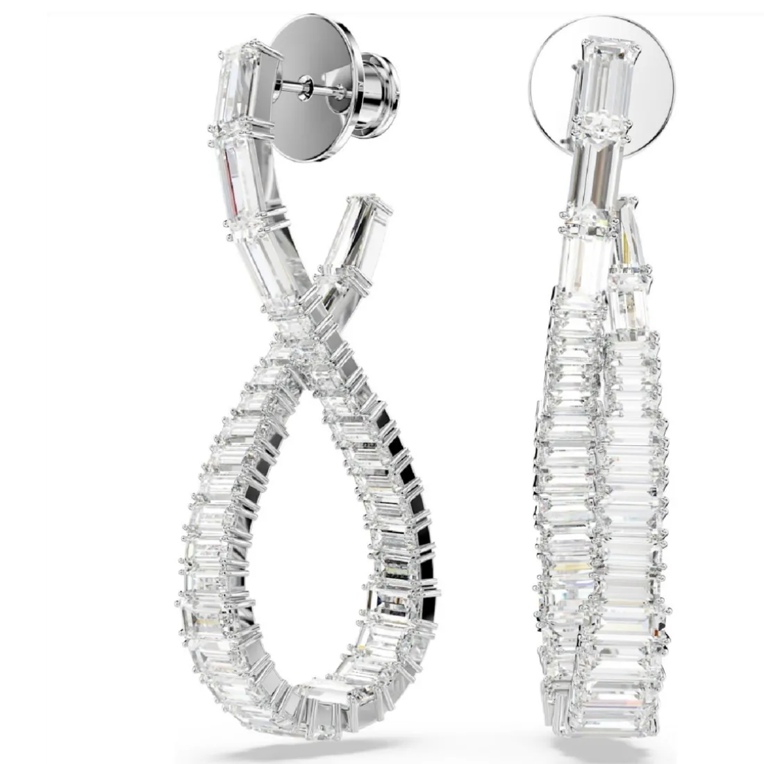 Boucles oreilles Swarovski Hyperbola Hoop L Twist - 5677628 blanc,argent