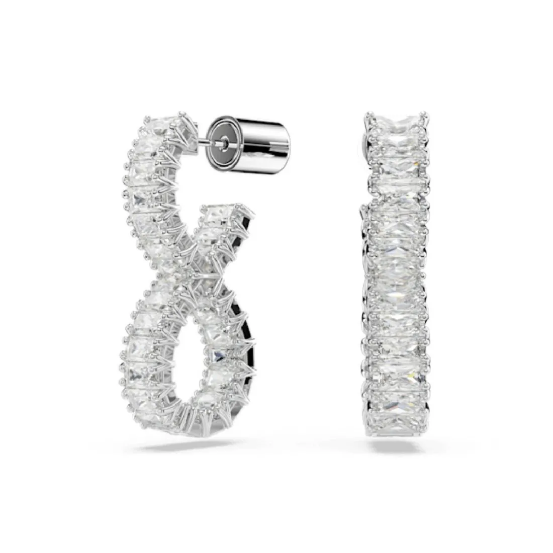 Boucles oreilles Swarovski Hyperbola Hoop Twist - 5684047 blanc,argent