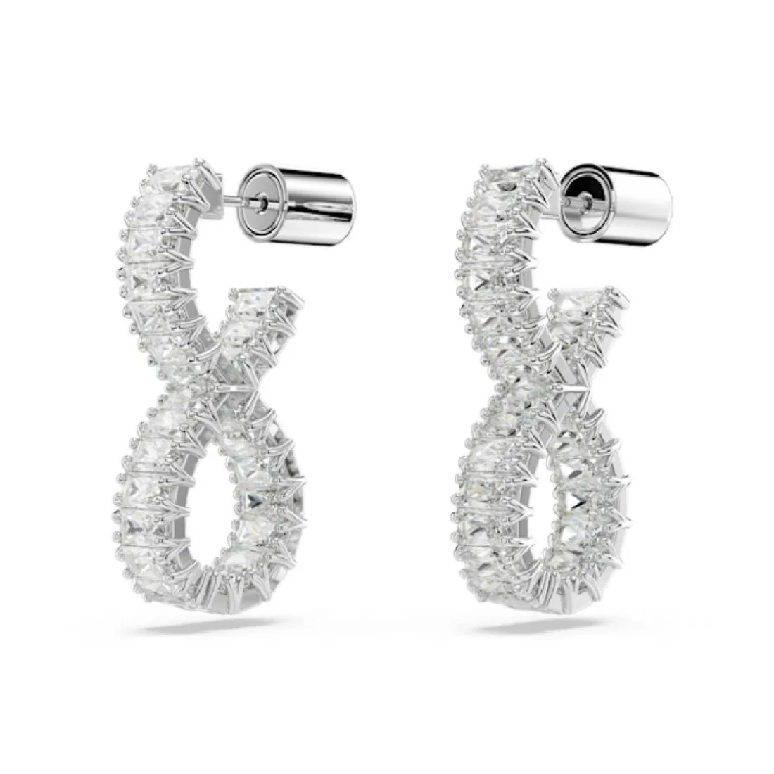 Boucles oreilles Swarovski Hyperbola Hoop Twist - 5684047 blanc,argent